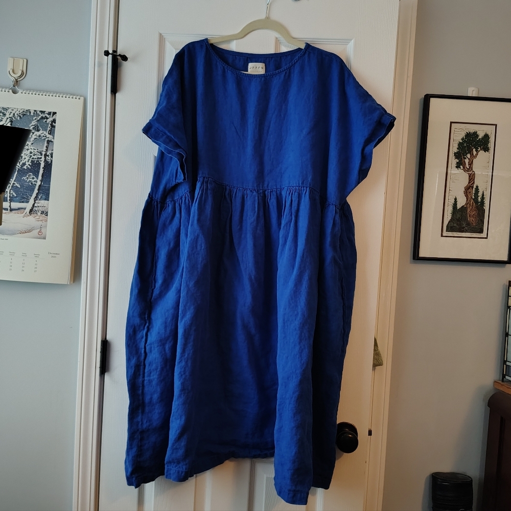 OffOn Cobalt Blue Linen Dress XXL 2X 3X